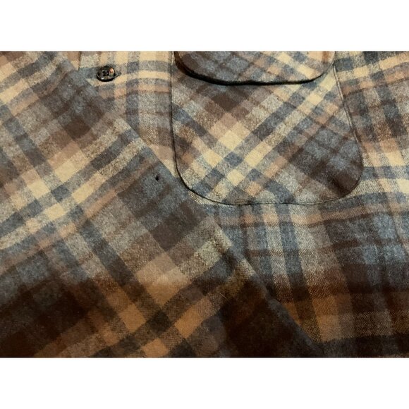 Vtg Pendleton Board Shirt M Virgin Wool Plaid Loop Collar Long Sleeve Shacket - Picture 5 of 7